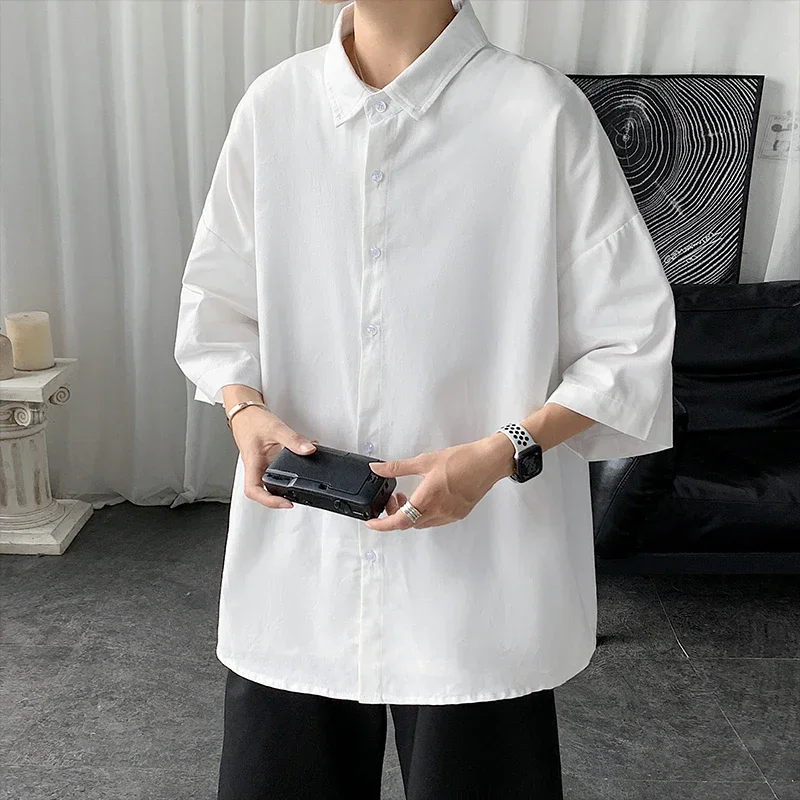 Men\'s Oversized Shirts White Mens Fashion Blouse 5xl Oversize Half Sleeves Dress Shirt for Men New Clothing Casual