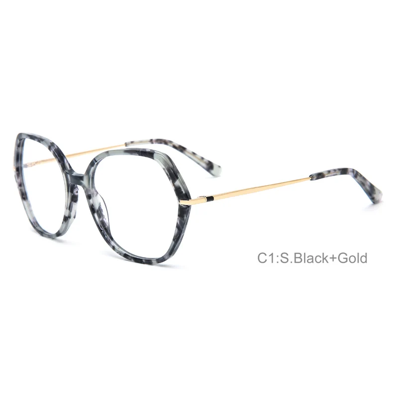 Ceofy 2024 Women Acetate Metal Glasses Frame Polygon Fashion Vintage Myopia Optical Prescription Eyeglasses Frame High Quality