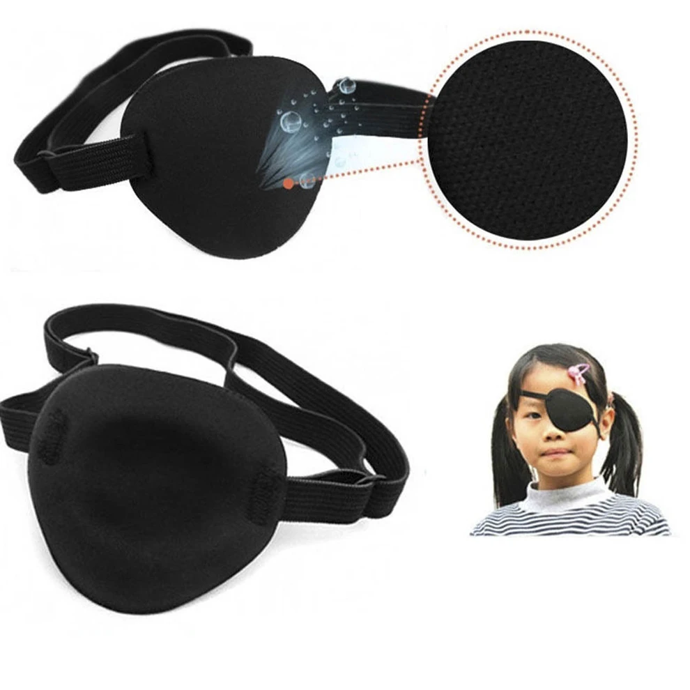 Black Medical Use Concave Eye Patch Foam Groove Single Eye Mask Adjustable Strap Washable Sleep Snoring Eyeshades