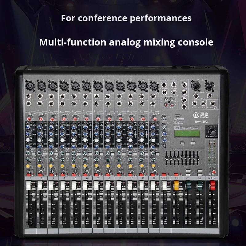 

Профессиональный микшер RA-8FX для сцены и конференций с цифровым ревербератором, эффектами, тюнером DPS, металлическим корпусом, частотой 20Гц-20кГц, XLR-разъемами