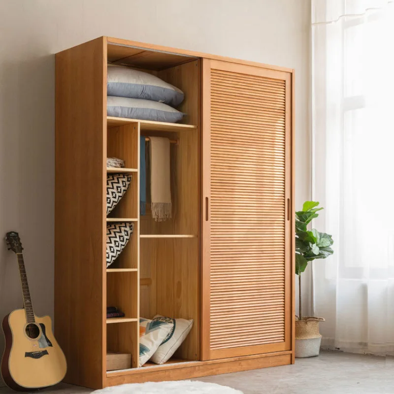 Household small apartment shutter door storage sliding wardrobe bedroom sliding door locker