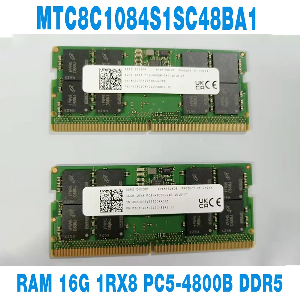 

1PCS For MT RAM 16GB 16G 1RX8 PC5-4800B DDR5 4800 Laptop Memory MTC8C1084S1SC48BA1