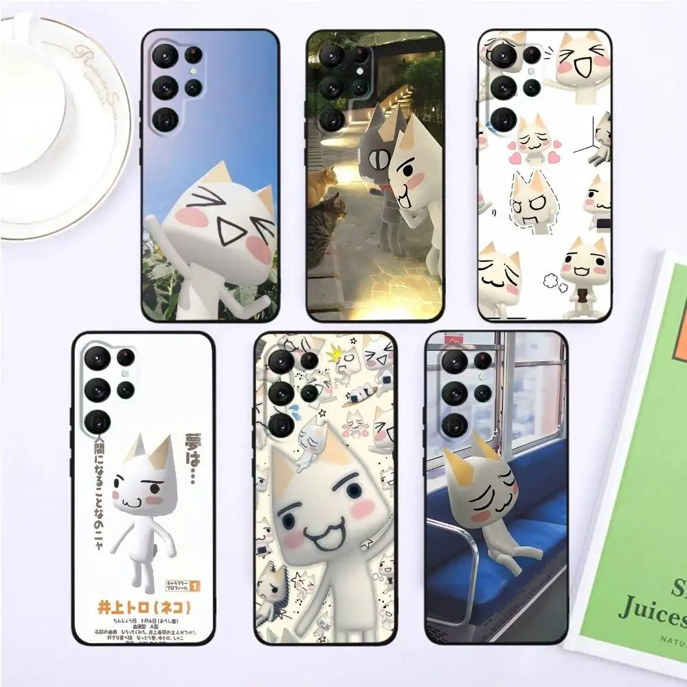 

Cute T-Toro Inoue Cat Phone Case For Samsung S25,S24,S23,22,21,Ultra,Pro,S10,S30Plus,20lite Black Cover