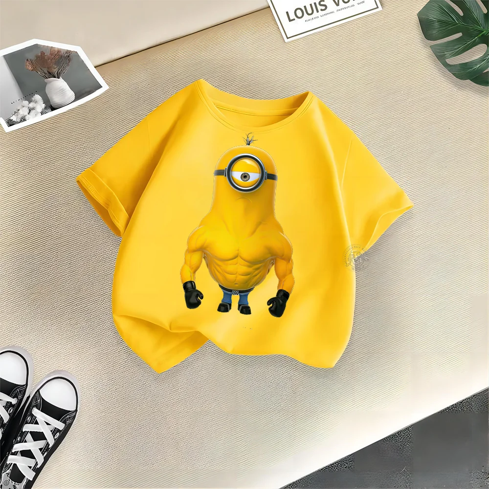 Kids Summer Cotton T-shirt Despicable Me Minion Baby Baby Cotton T-shirt Outdoor street print boys girls short sleeve top