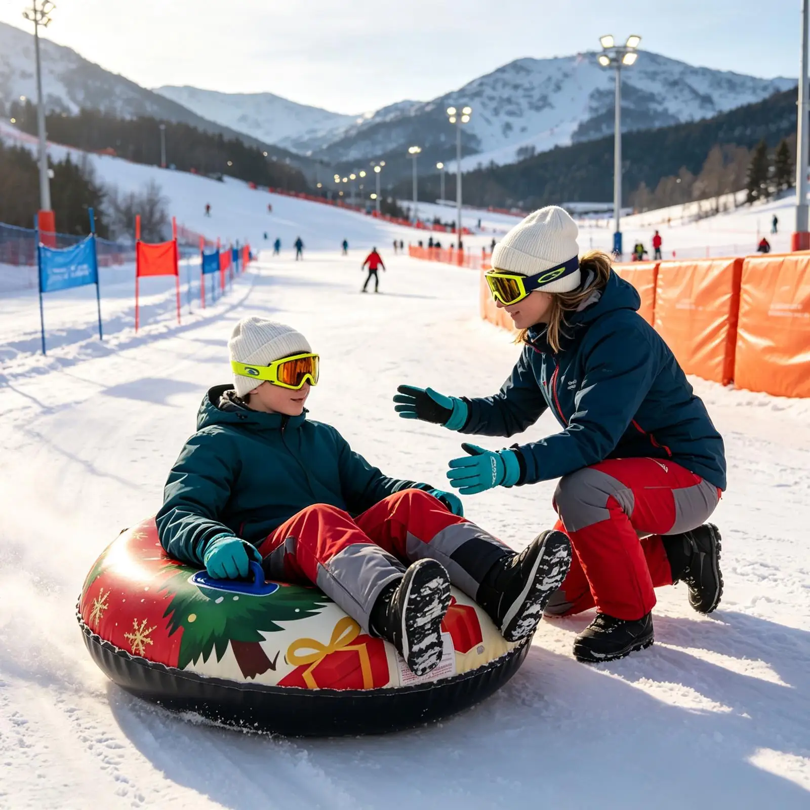 Snow Tubes 36 Inch Christmas Inflatable Winter Toy With Handle Outdoor Snow Tubing For Family Outings Ski Resort Park Boys Girls