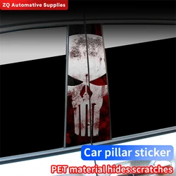 Calcomanías de vinilo impermeables para coche, calcomanías de calavera de Punisher horrible, decoración de columna central de coche, Pilar B, cubierta de arañazos