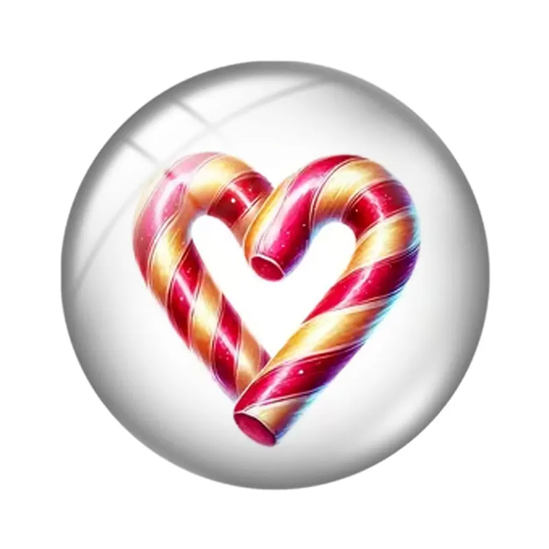 Heart shaped candy cane  10pcs 12mm14mm/16mm/18mm/20mm/25mm Round Photo Glass Cabochon Demo Flat Back Making Findings Jewelry