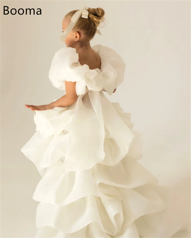 Booma A-Line Flowers Girl Dresses Organza Wedding Party Dress for Kids Pleat Girls Prom Gowns Customized