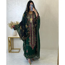 Green Moroccan Dubai African Long Shirt Farasha Abaya Wedding Dress Fashion Trend