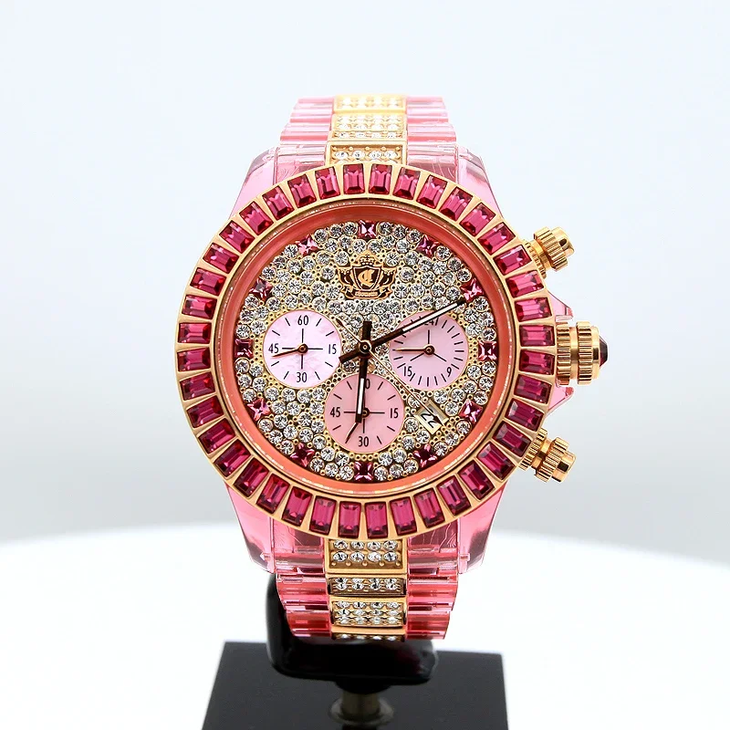 Brand New Spot Watch Pink Rhinestone Fashion Quartz Movement Women's Watch Girls Fashion Watch