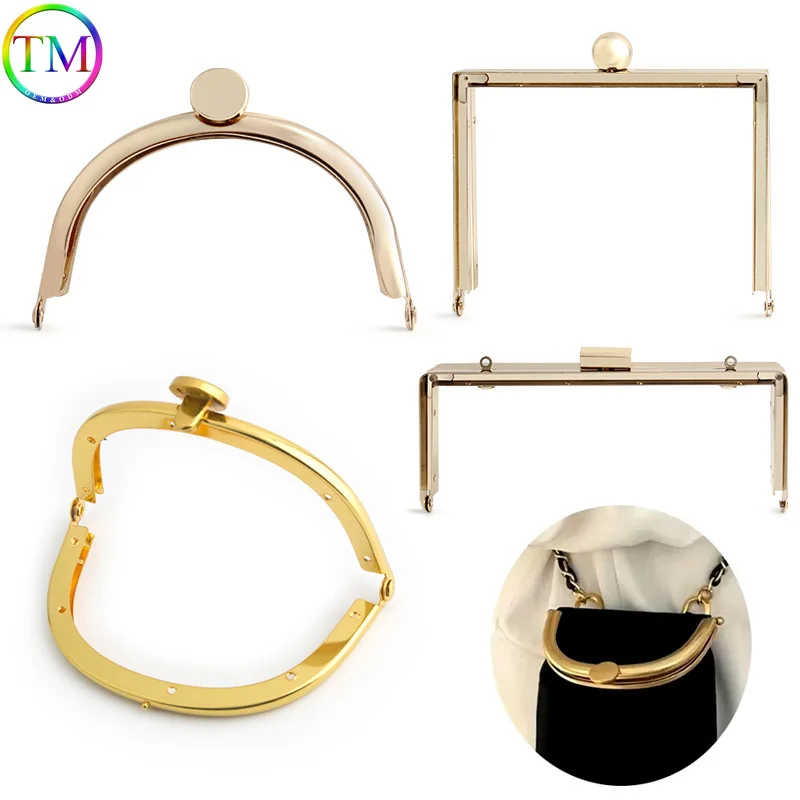 

1/4/8PCS 10cm/11cm/16.5cm Gold Alloy Bag Handle Kiss Clasp Buckle Wallet Purse Frame Handbag Frame Ring Bags Clutch Handle