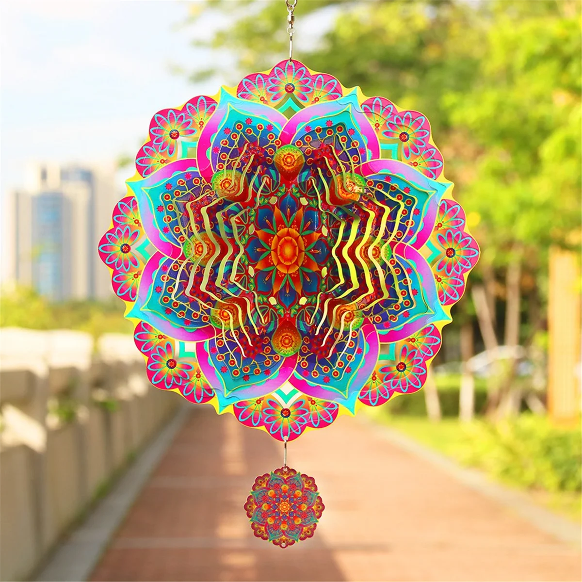 

ABMW-Mandala Wind Spinner Металлические 3D вращающиеся колокольчики Роскошный художественный сад Подвесные уличные украшения Wind Spinners