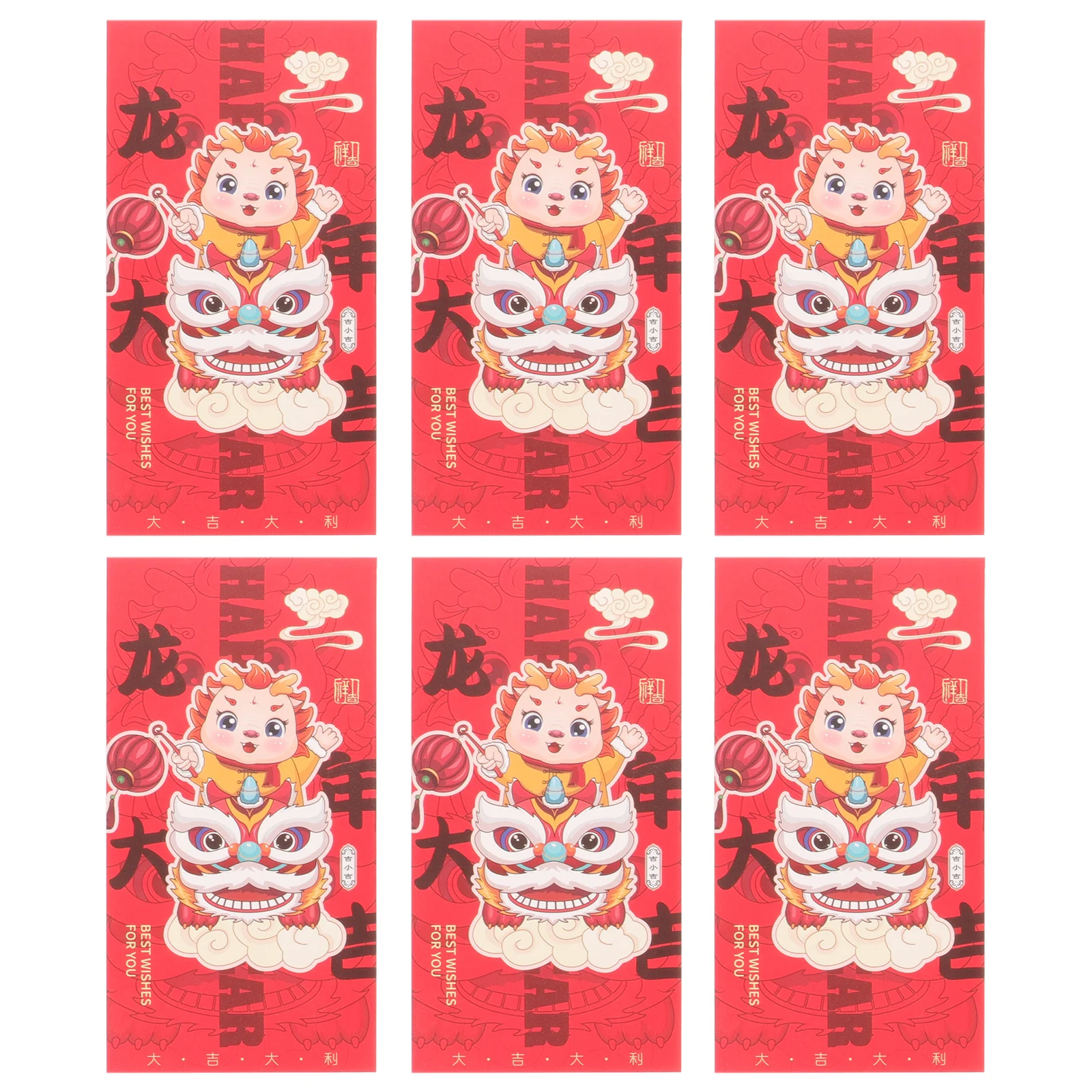 

6Pcs 2024 Year of Dragon Red Envelopes Traditional Chinese New Year Money Bags with Artistic Zodiac Design for Holiday Gifting