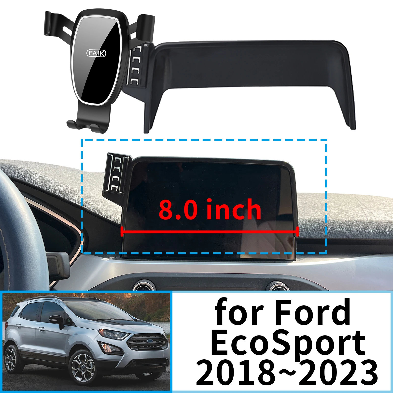 

Подходит для Ford EcoSport 2018 2019-2023 (8 дюймов) навигационный кронштейн для экрана, держатель для телефона, крепление для автомобиля ​ ​ аксессуары