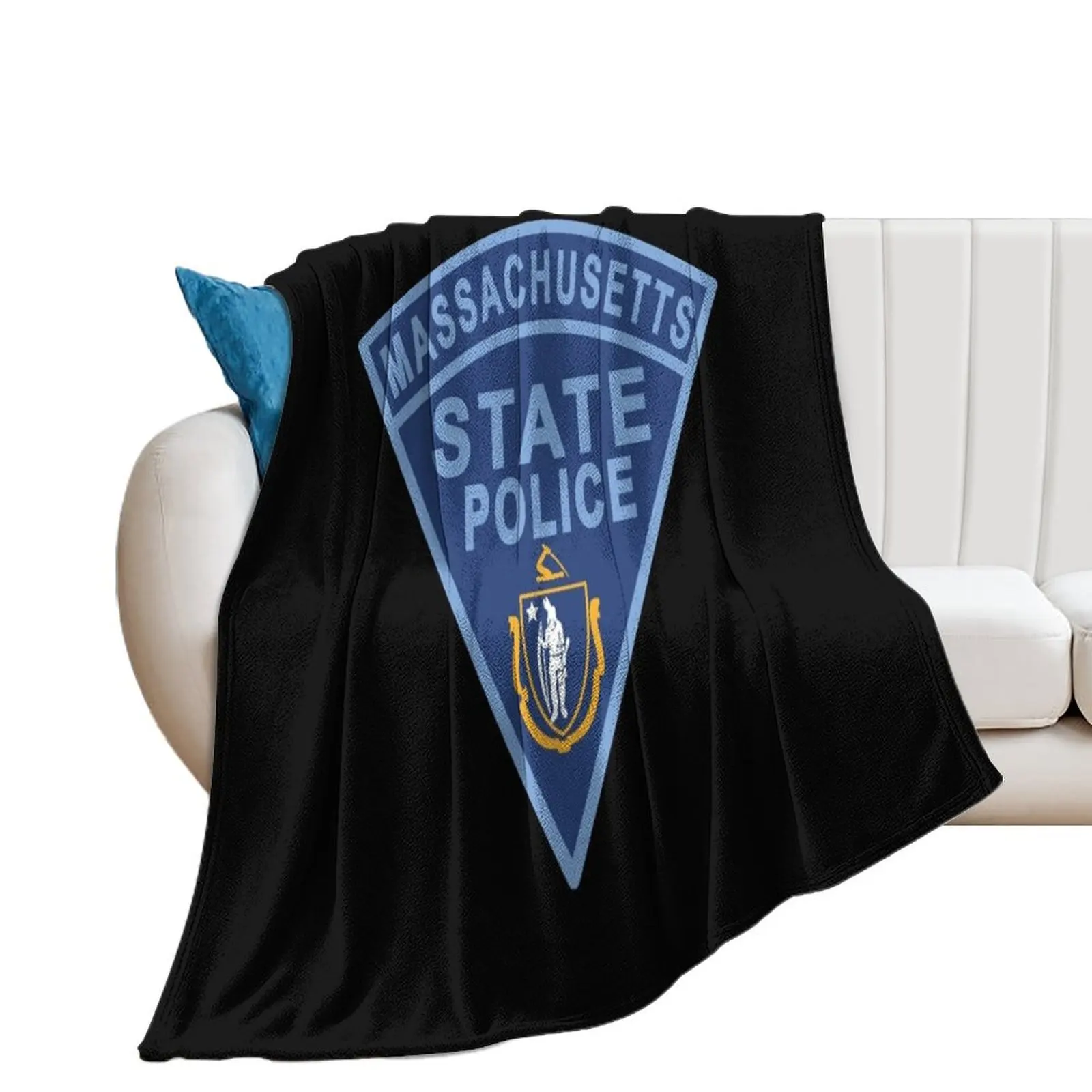 

Massachusetts State Police Patch Throw Blanket Custom valentine gift ideas Flannels heavy to sleep Blankets