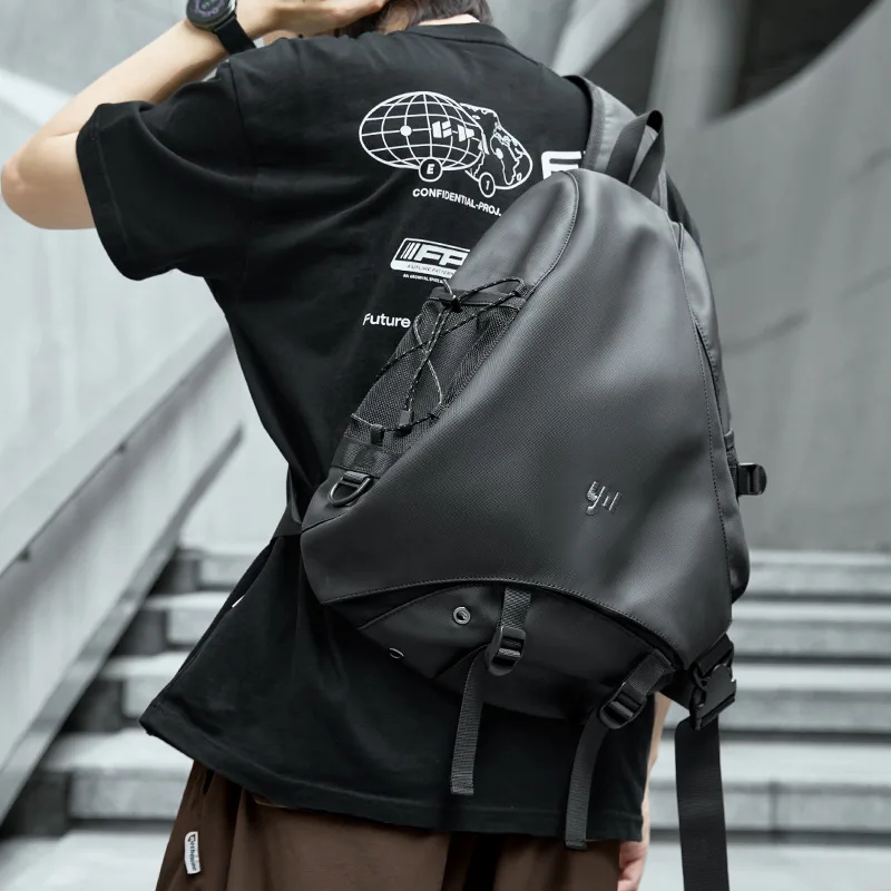 

Men's crossbody bag, large-capacity functional flat storage, cycling backpack, multi-functional messenger bag