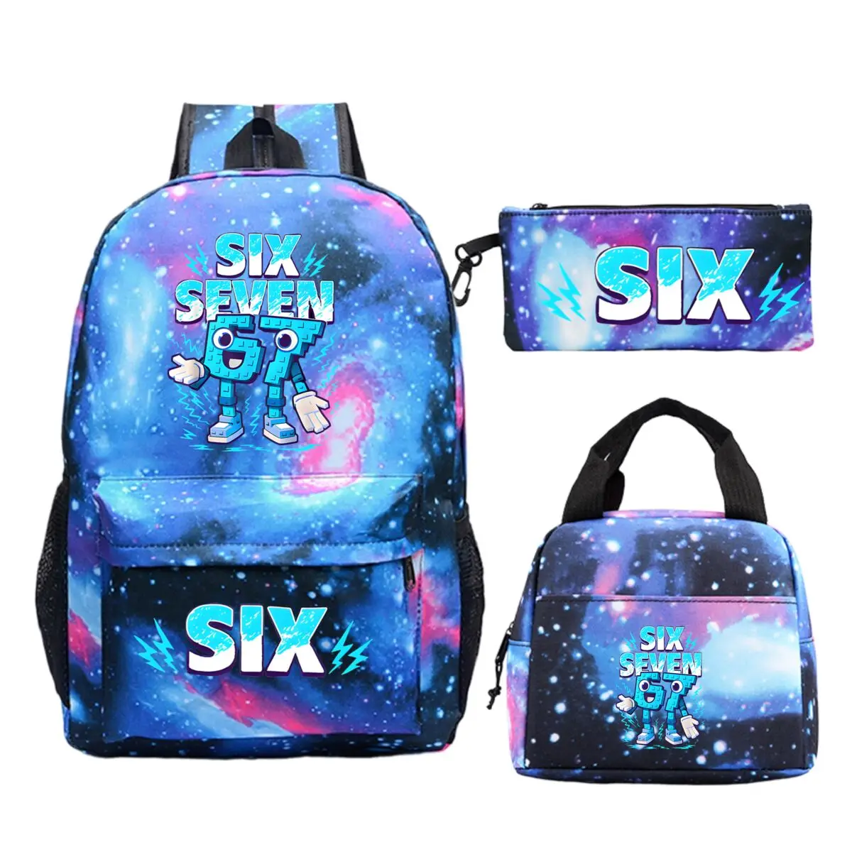 Fun Six Seven Print 3Pcs/Set Backpack Teen Boy Girl Back To School Schoolbag 67 Italian Brainrot Lunch Bag Rucksack Pencil Case