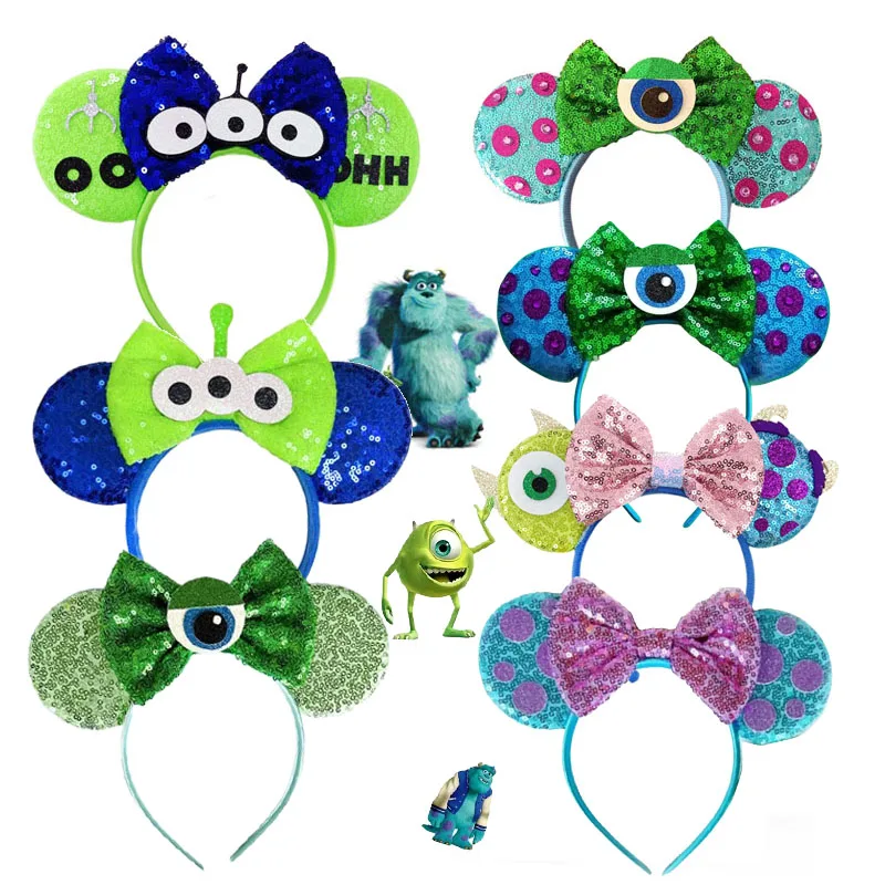 Monsters Inc Mickey Mouse Heandband for Women Pixar Cute Mike Sullivan Ears Hair Accessories Kids Monsters University Hairband