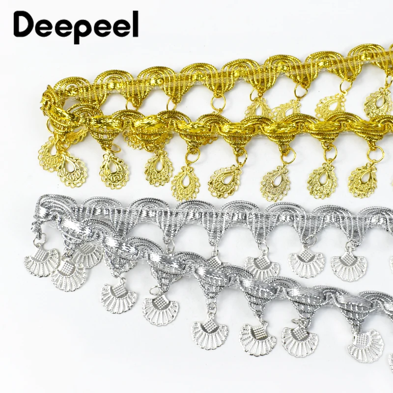 2/5Yard Deepeel 3-5.5cm Sequins Hanging Tassel Fringe Trim Ribbon Dress Clothes Decorative lace Fabric Trimming Sewing Accessory