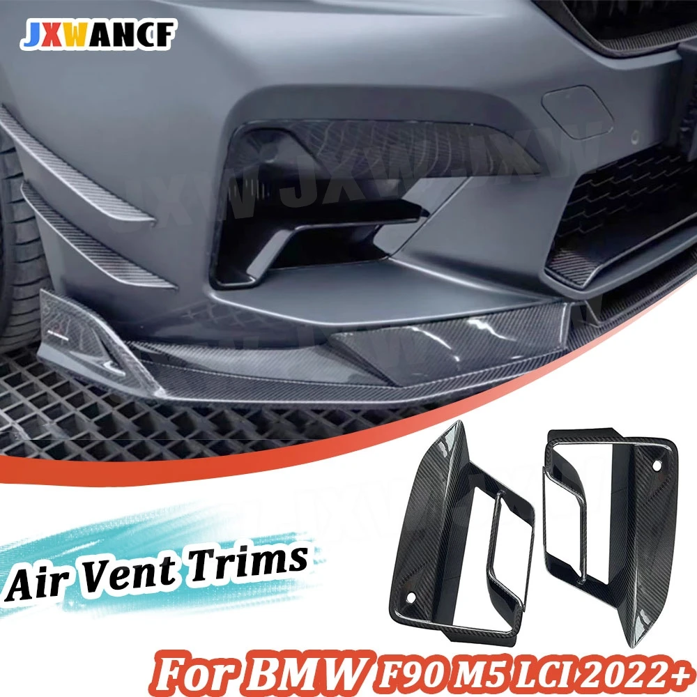 

JXWANCF 2 шт./компл., сухое углеродное волокно/FRP, передняя противотуманная фара, вентиляционные накладки для BMW F90 M5 LCI 2022+, накладки на передний бампер автомобиля
