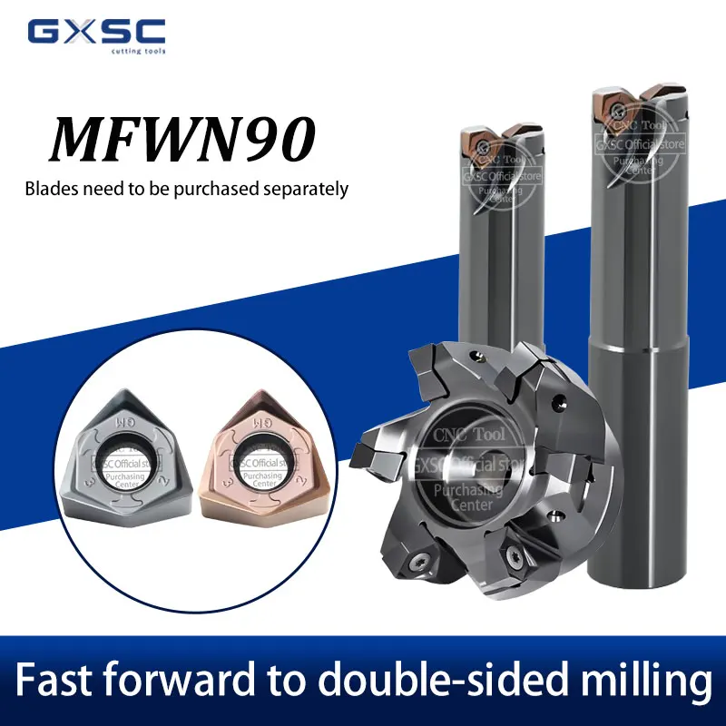 

MFWN90 Fast Feed Milling Tool Rod Milling Cutter Head Locking Tooth Milling Tool Head WNMU Double-Sided Hexagonal Milling Blade