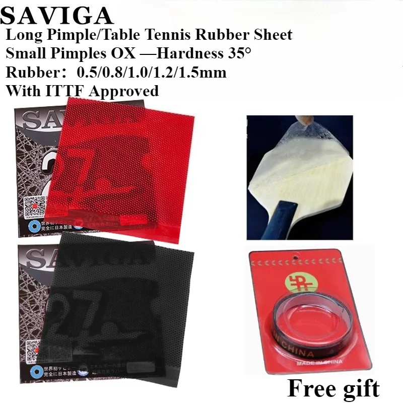 

SAVIGA 27 Резина для настольного тенниса 0,5/0,8/1,0/1,2/1,5 мм и пинг-понг OX Long Pimples Arc Fast Attack Твердость 35 с одобрением ITTF