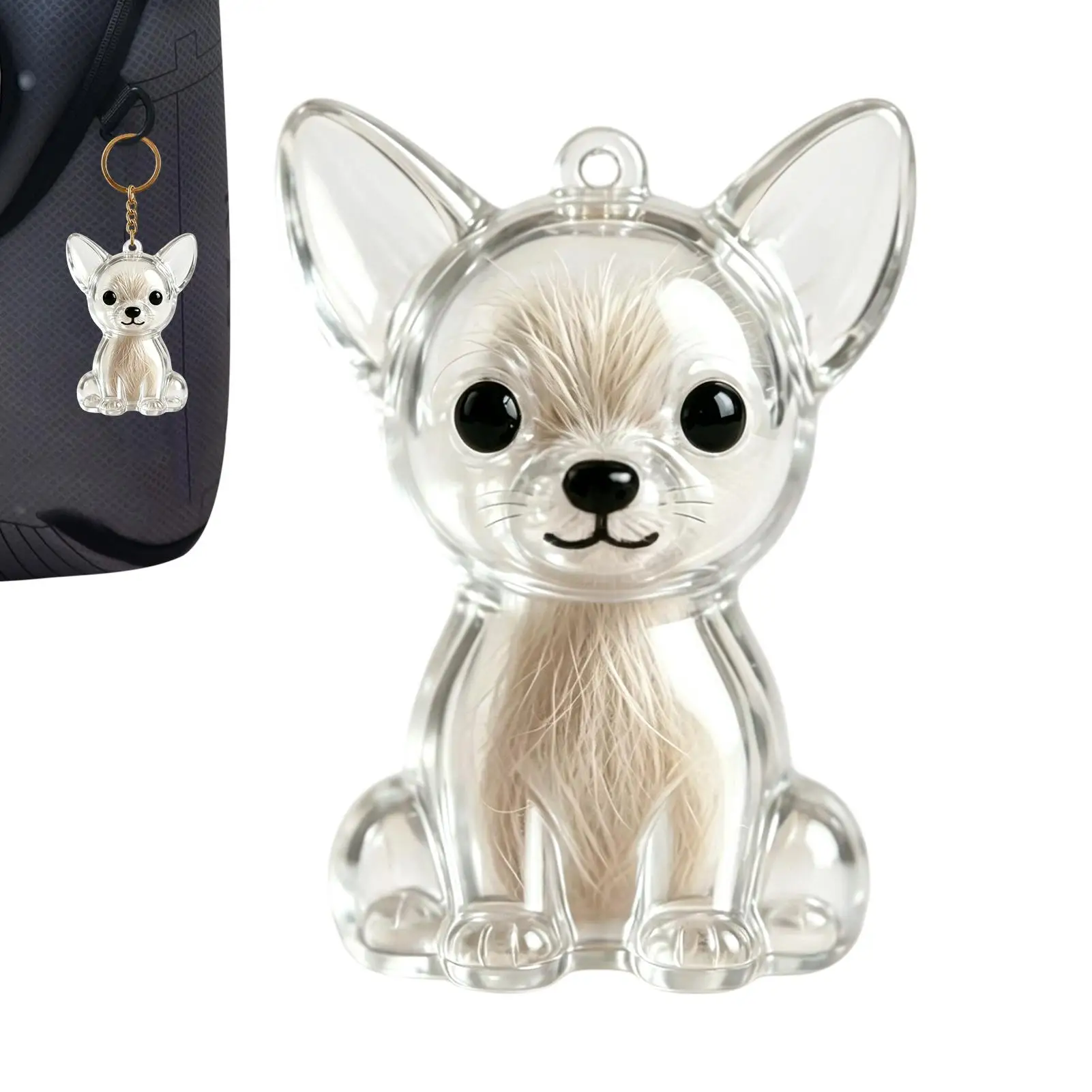 Transparent Dog Hair Storage Container Adorable Pet Furs Storage Commemorative Keychain Transparent Small Dog Furs Storage Box​