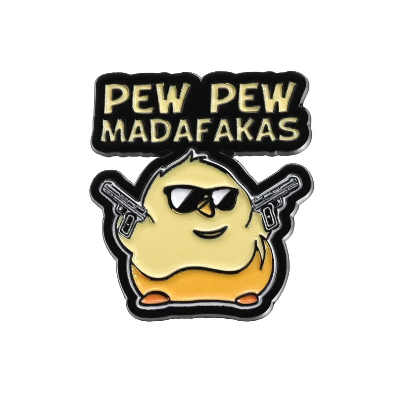 

Pew Pew Madafakas Duckling Enamel Pins Punk Animal Duck with Gun Brooches Lapel Badge Accessories Gift for Friends Wholesale