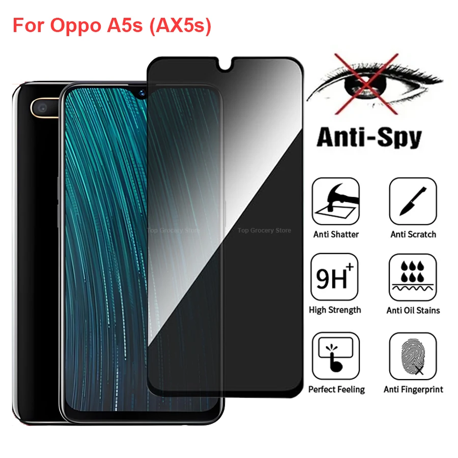 

For Oppo A5s (AX5s) Anti Spy Privacy Tempered Glass Screen Protector Compatible For OppoA5s (AX5s) Full Cover Screen Phone Film
