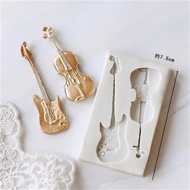 Musical Instrument Notes Baking Silicone Mold Headphone Radio Guitar Violin Fondant Chocolate Mould DIY Decor Baking Tools