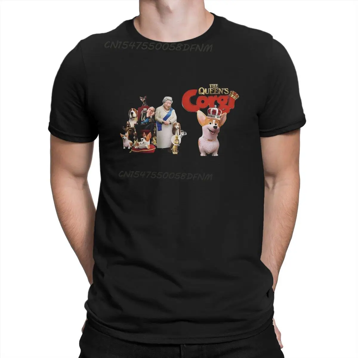 Watch The Queen's Corgi Men Unique T Shirt The Queen's Corgi Leisure T-shirts Male Newest T-shirt For Adult Unisex Style Tops