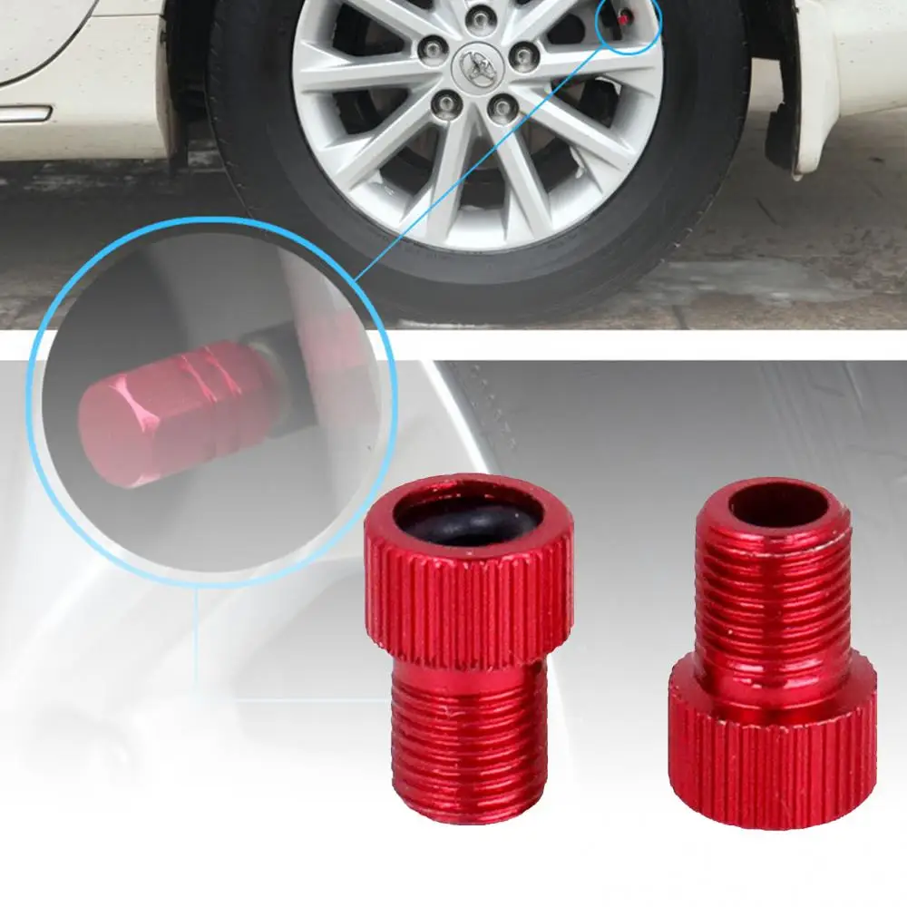 2PCS Aluminum Alloy Valve Adapter Pump Convert Presta To Schrader Valve Adaptor Caps Gas Nozzle Bicycle Accessories