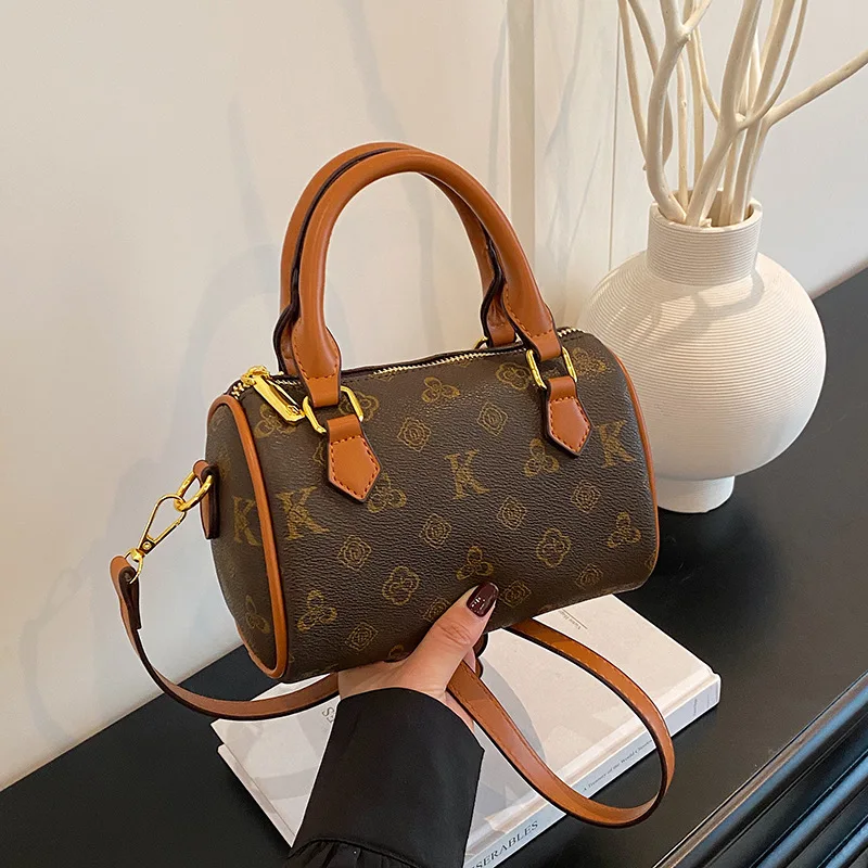 

‌2025 Vintage Boston Bag - Monogram Pillow Shoulder Purse, Soft Leather Handbag for Women