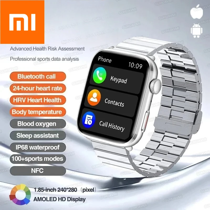 

2025 Новые Смарт-часы Xiaomi для мужчин HD Bluetooth вызов AMOLED экран NFC водонепроницаемый GPS спортивный трекер здоровья умный браслет для женщин