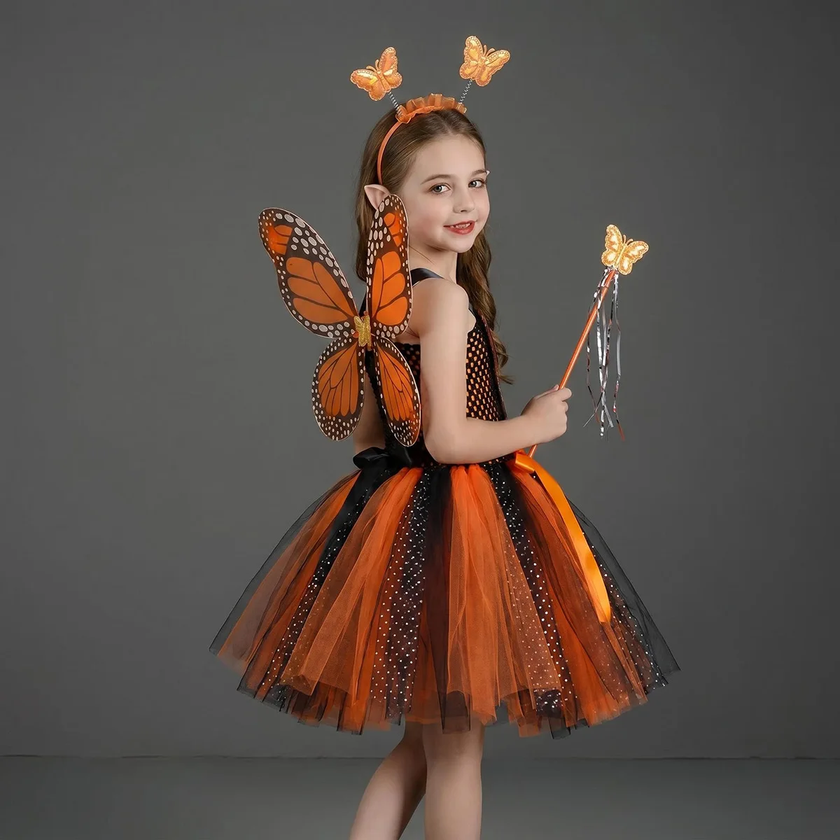 Butterfly Tulle Tutu Dress Fairy Gauze Skirt Halloween Holiday Birthday Party Stage Dance Performance Elegant Flowy Decor Outfit