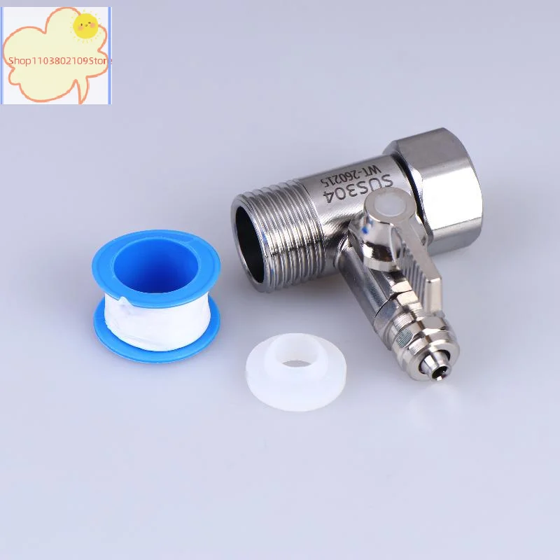 【HT】【HT】1 Set Tap Tee B Cold Hot Water Pipes Home Accessories 1/2" To 1/4"3/8" With Shut-Off Ball Valve RO Feed Water Adapter view 5