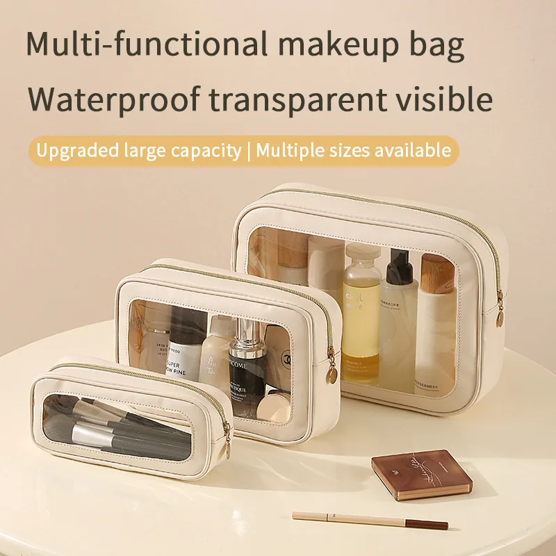 Neue PVC-Kosmetiktasche, transparente, sichtbare Aufbewahrungstasche für Reisen, große Kapazität, wasserdicht, tragbare Outdoor-Kulturtasche