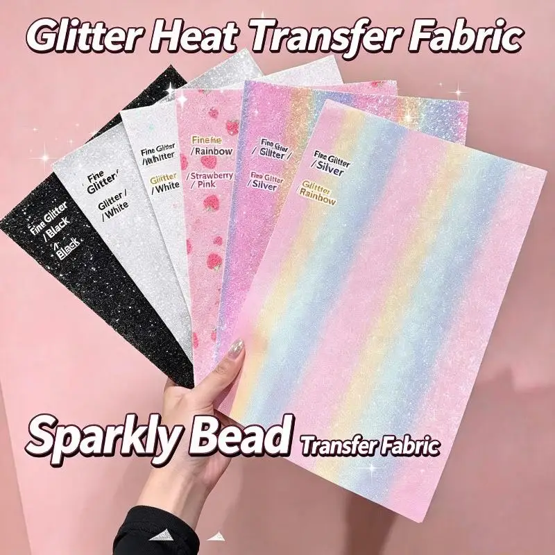 Gradient Glitter Ironing Paper for Fuse Beads 5/7Pcs Durable Fabric Sheets for Home School DIY Art Projects