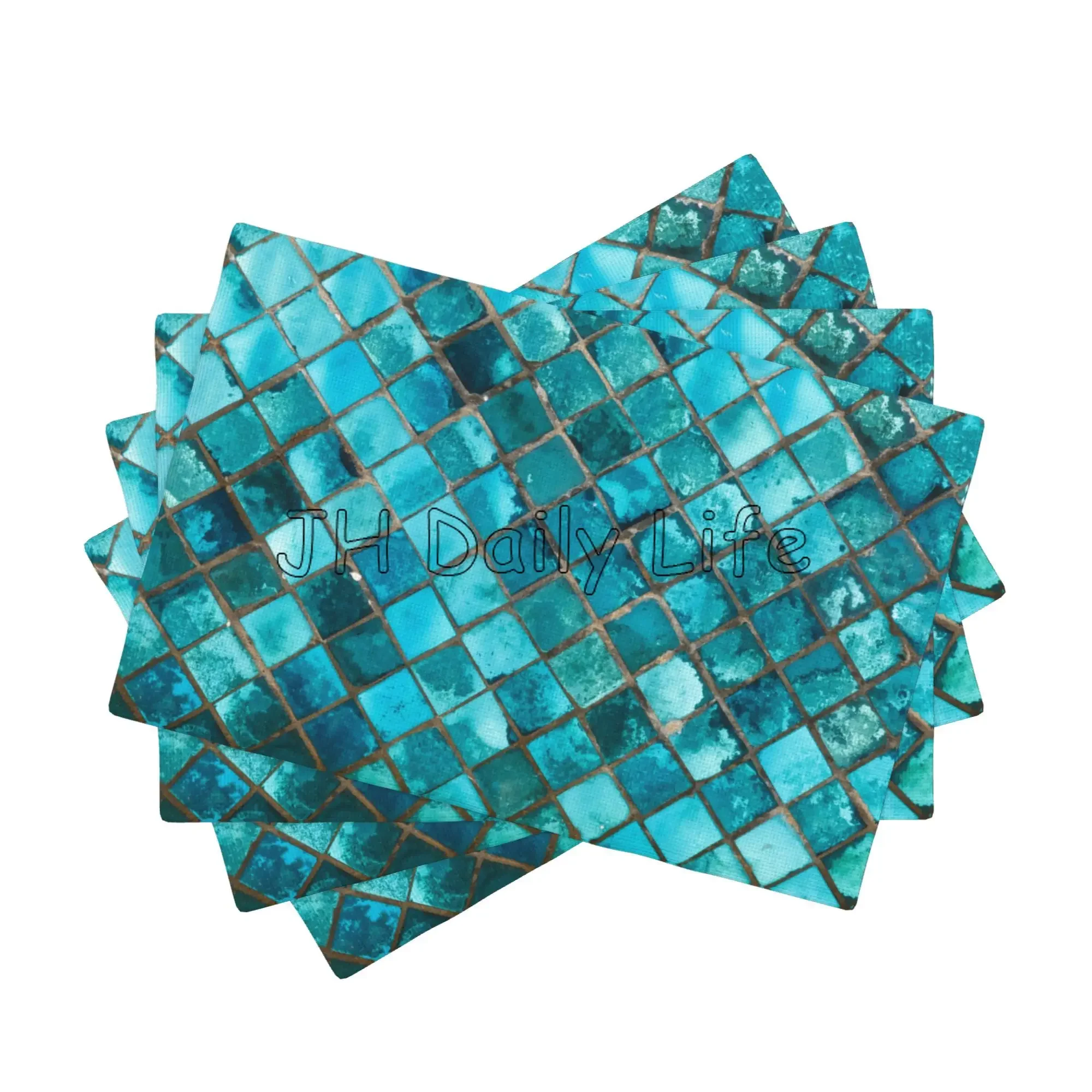 

Turquoise Blue Place Mats 12x18 Inch Kitchen Dining Coffee Table Mats Set of 4 Table Mats for Home Indoor Outdoor Party Decor
