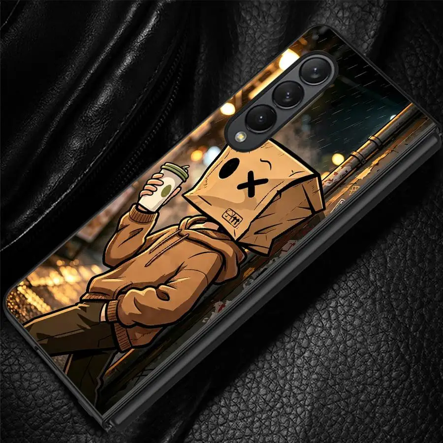 Dark Alley Box Man Graphic Case for Samsung Galaxy Z Fold 8 Ultra ZFold6 ZFold4 ZFold7 ZFold5 Z Fold 7 6 5 4 3 ZFold3 Phone