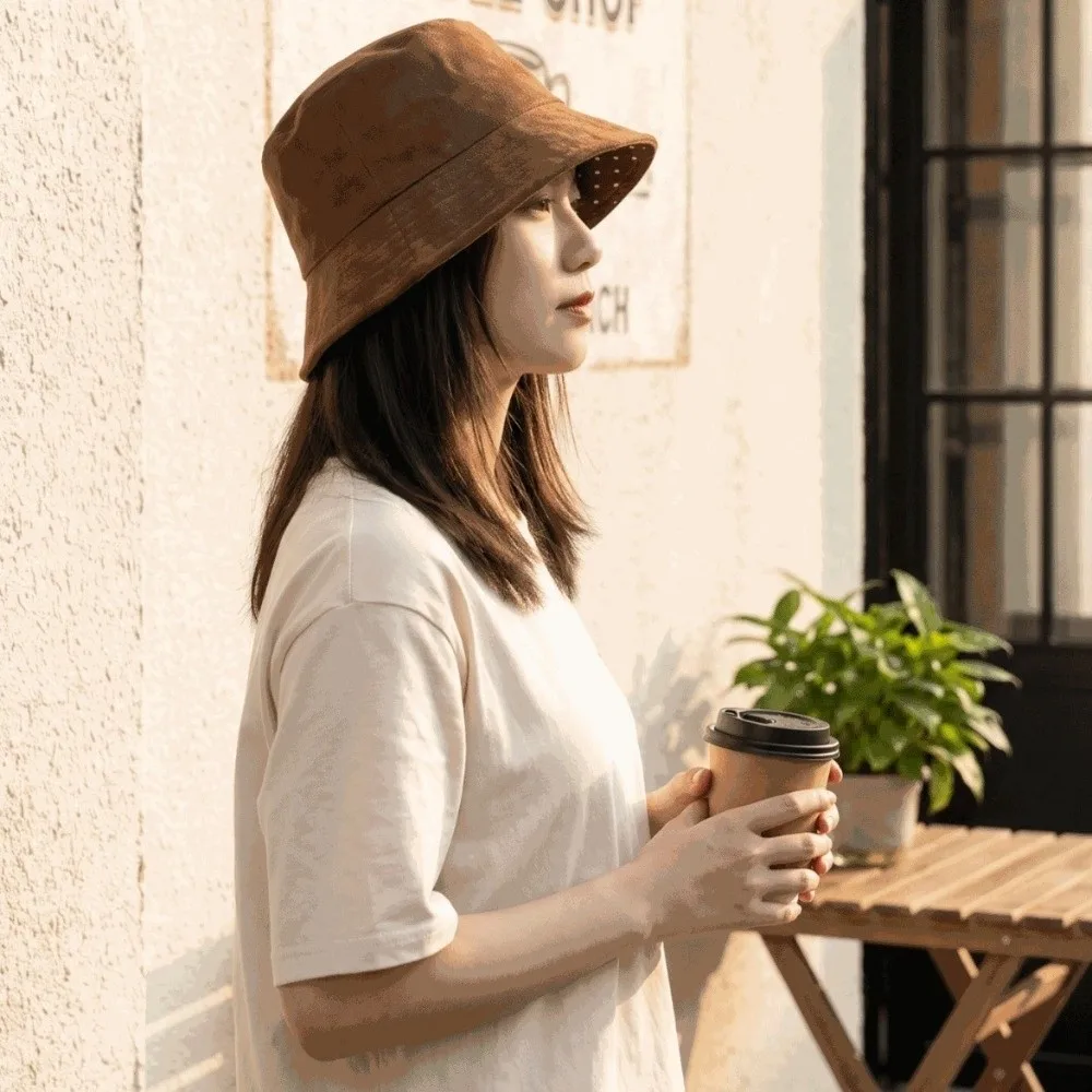 Fashion Double-Sided Women Bucket Hat Polka Dot Korean Style Fisherman Caps Trendy Breathable Basin Hat for Girls