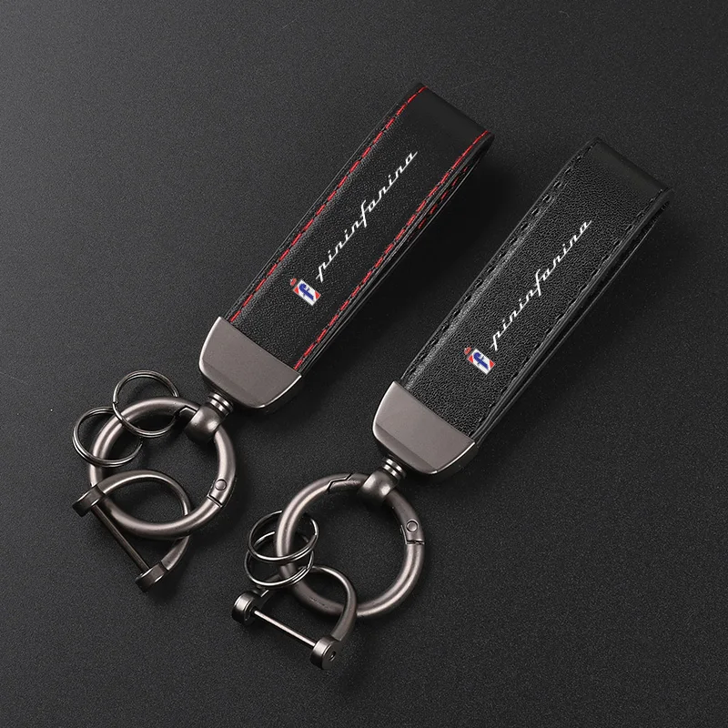 Deluxe Leather Keychain with Car Badge Keychain Pendant For Pininfarina