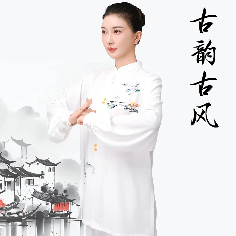 

Chinese Martial Arts Performance Tai Uniform Gong fu Wushu Suit Taiji Clothing Women Competition Exercise Men's Eight-Section