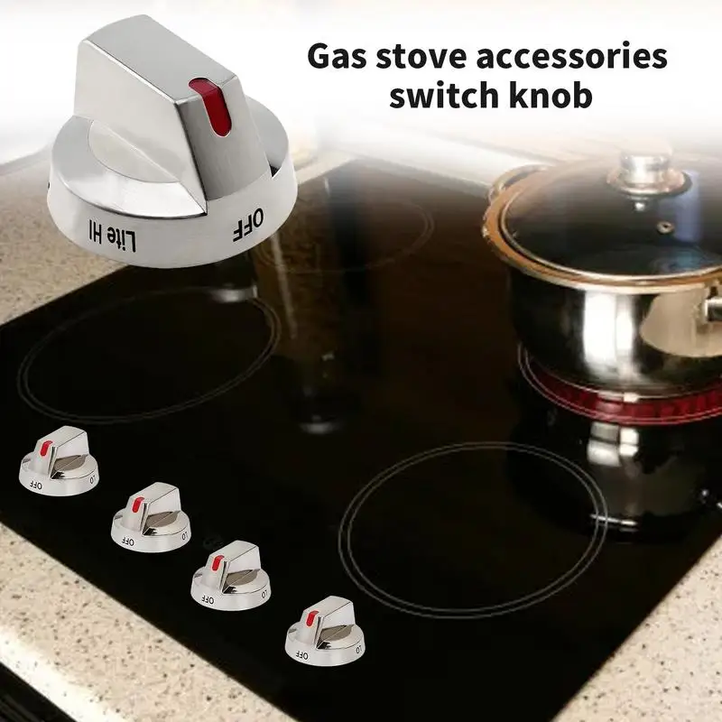 Top Burner Control Dial Knob Range Oven Stove Knob Easy Installation Reinforcement Ring Alloy Stove Oven Knobs For Restaurant