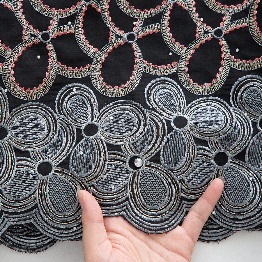 SJD الدانتيل السويسري الفوال نسيج القطن الأفريقي الدانتيل 2025 جودة عالية 5 ياردة النيجيري القطن الدانتيل للخياطة النساء فستان الحفلات 4460