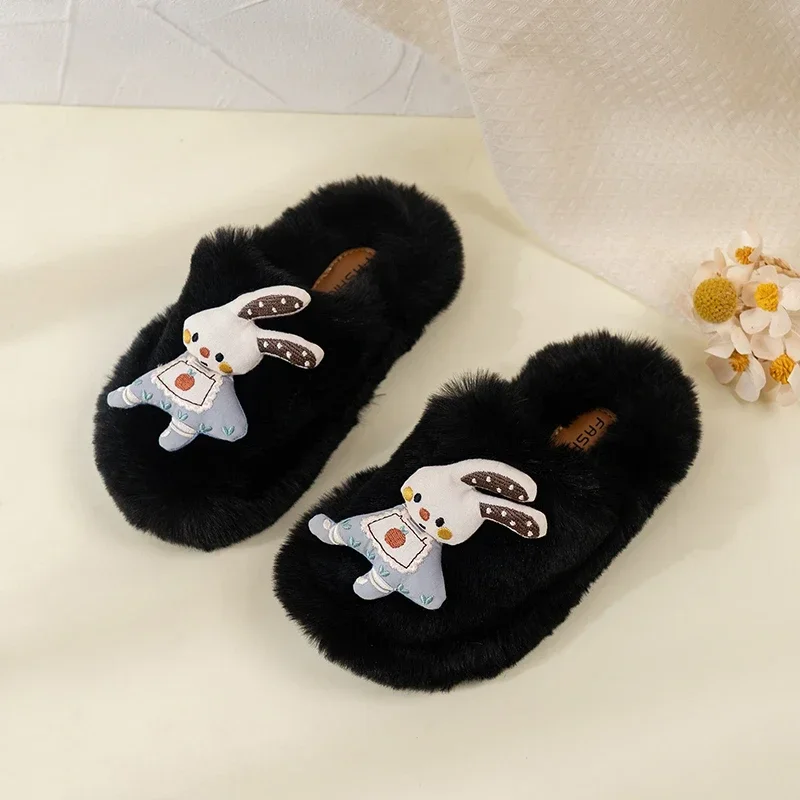 

2026 Winter New Children's Shoes Cute Rabbit Children's Warm Baotou Slippers Thick Plush Slippers Indoor Soft Bottom