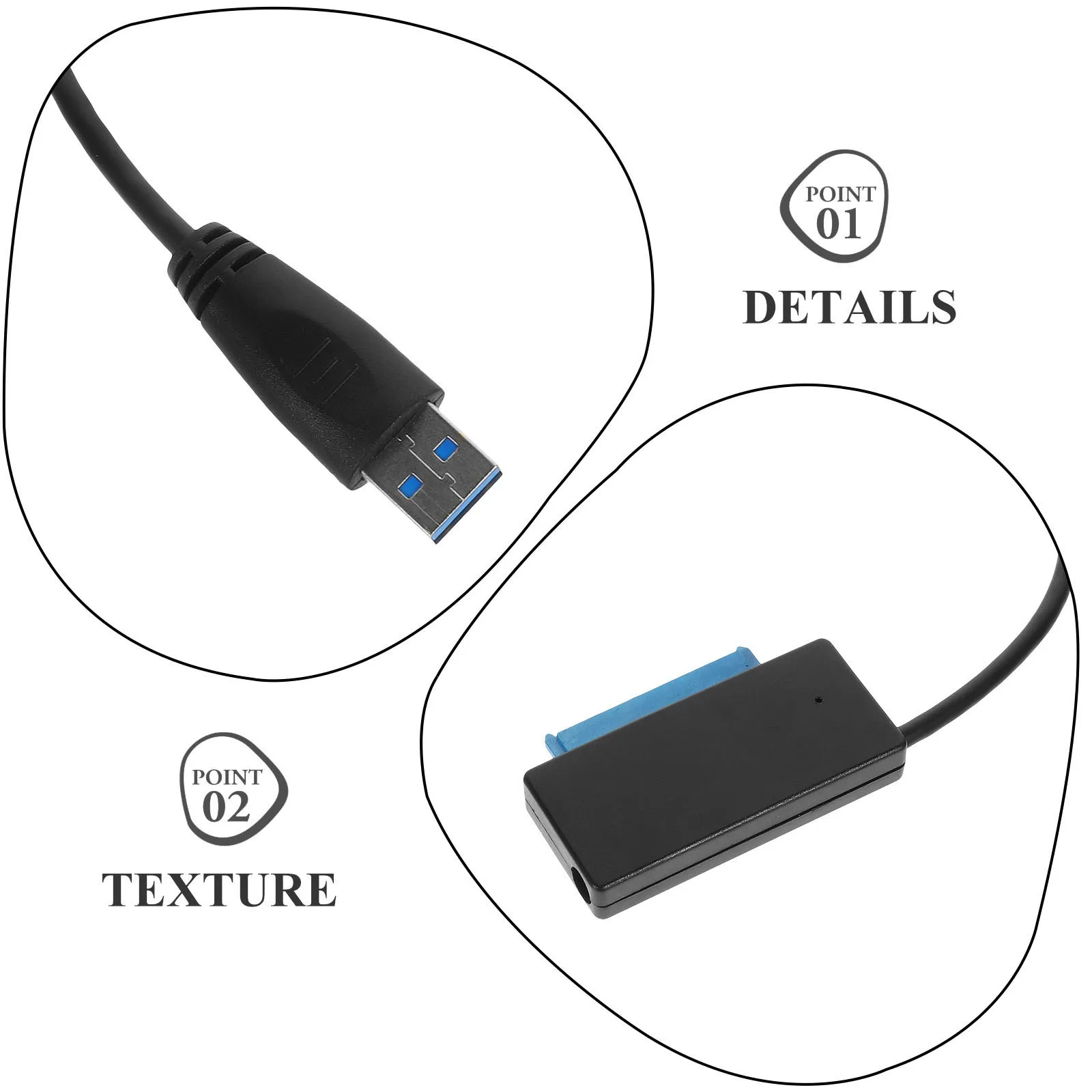 Cabo adaptador de disco rígido USB 30 a 25 portátil mini tamanho 144 MB transferência plug play para 25 35 SSD preto