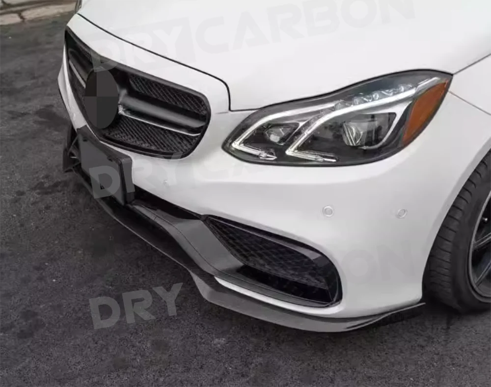 For W212 Carbon Fiber Front Lip Bumper Spoiler Chin Splitters For Benz E Class E260 300 E400 E63 2014-2016 Car Bumper Guard FRP view 6