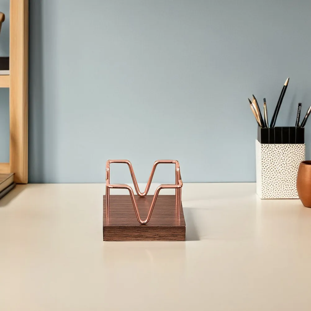 2Pcs Wooden Desktop Note Holder with Elegant Hollow Design for Memo Papers Notepad Storage Organizer Office