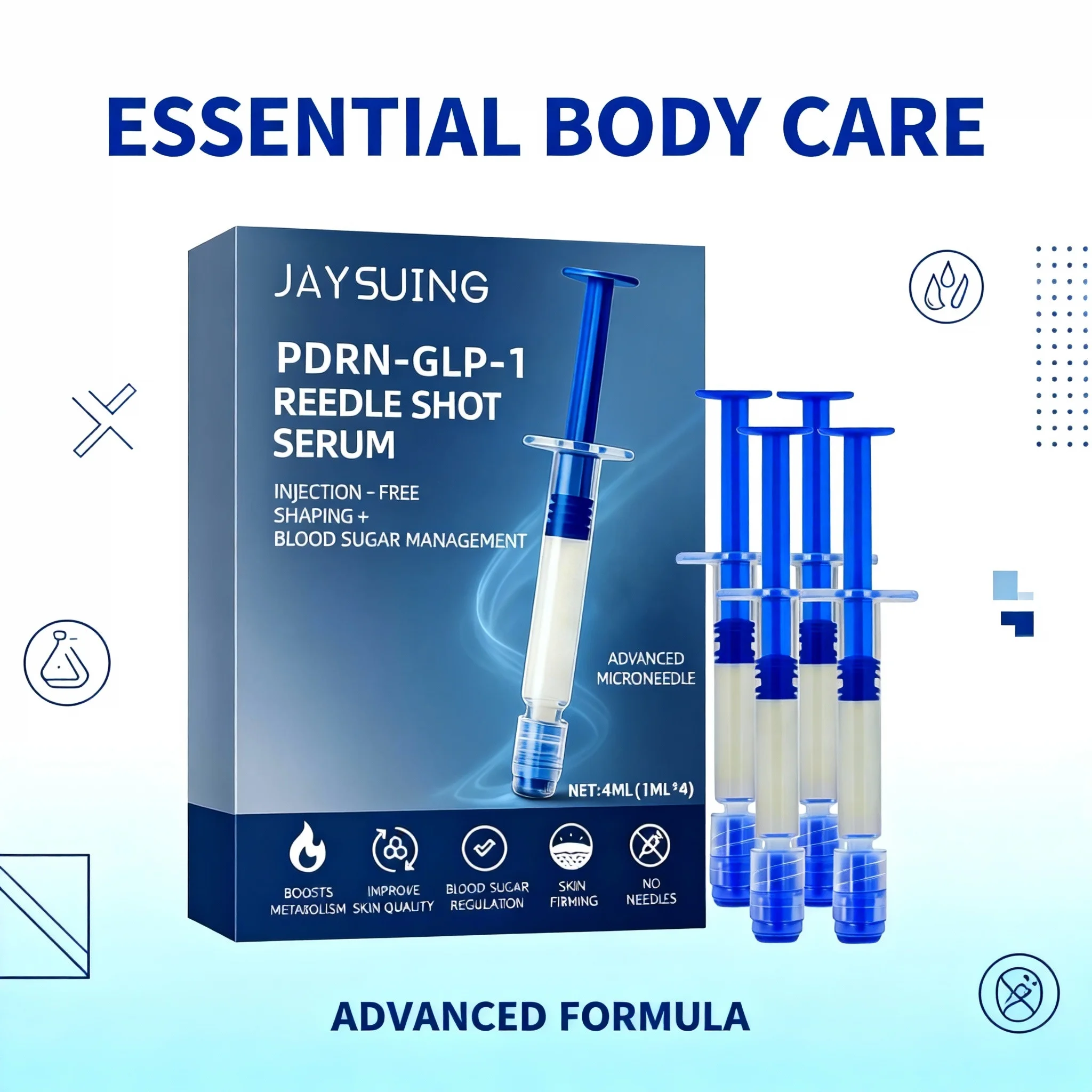 GLP-1 Body Firming Serum Slimming Toning Massage Liquid Lightweight Fast Absorbing Collagen Boosting Belly Thighs Waist Arms Set